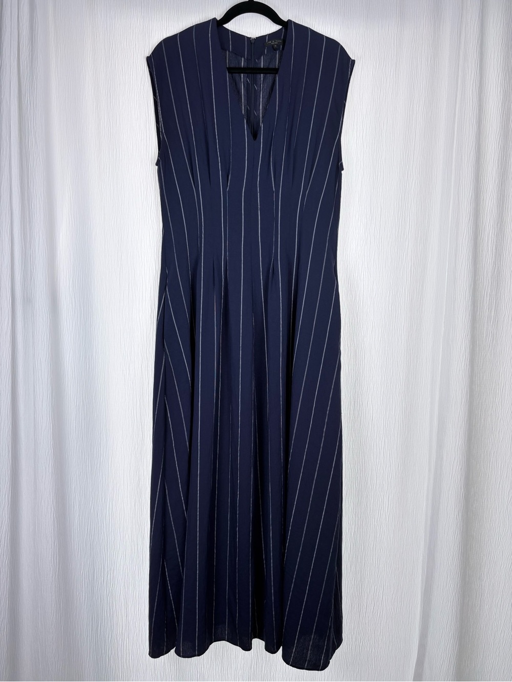 Rag & Bone Ines Maxi Dress, Navy Pinstripe, Size 10